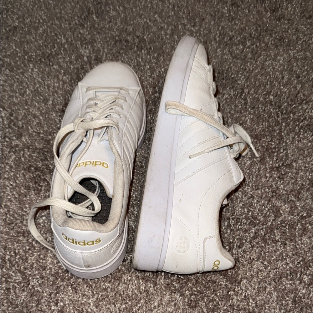 Adidas Grand Court Cloudfoam Classic All White Sneakers, Used, Size 10 - Picture 6 of 6